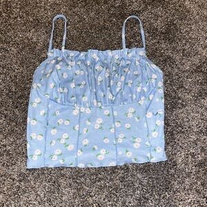 SHEIN baby blue floral tank, size XS